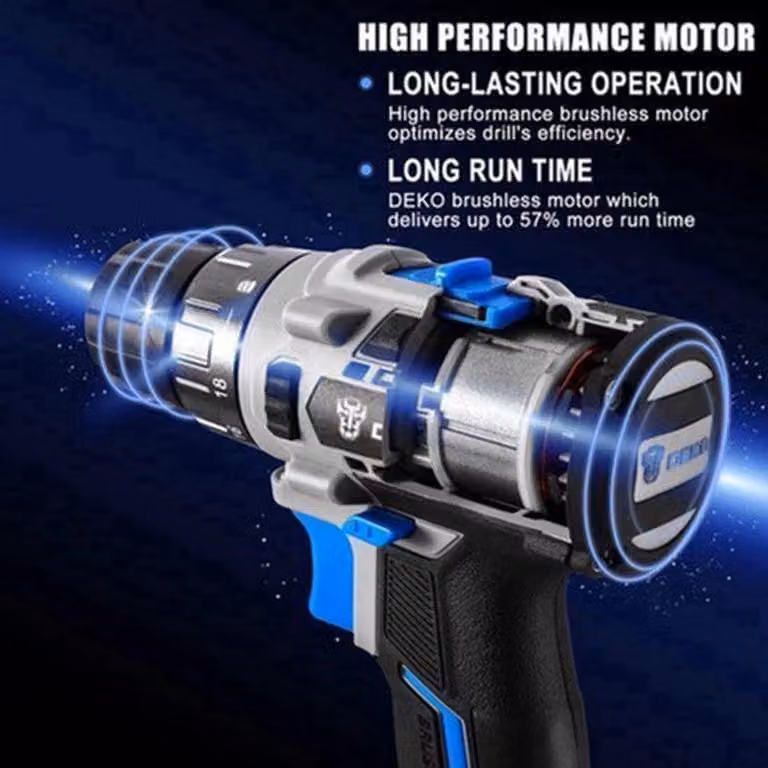 Trapano a batteria da 20V - Trapano brushless con 2 velocità - 42 Nm - Nero e blu