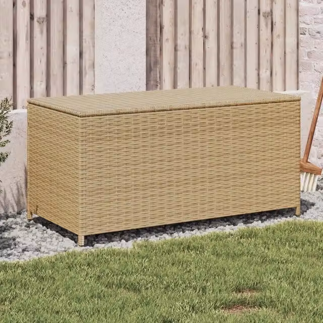 Contenitore da giardino vidaXL in polyrattan beige misto con struttura in metallo 190L