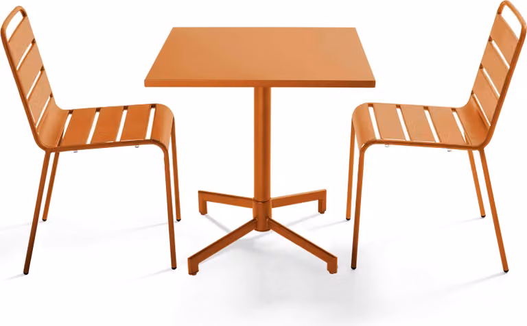 Set tavolo e 2 sedie da giardino in metallo da 70 cm caramello - Oviala Palavas