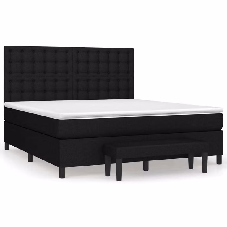 Giroletto a Molle con Materasso Nero 160x200 cm in Tessuto