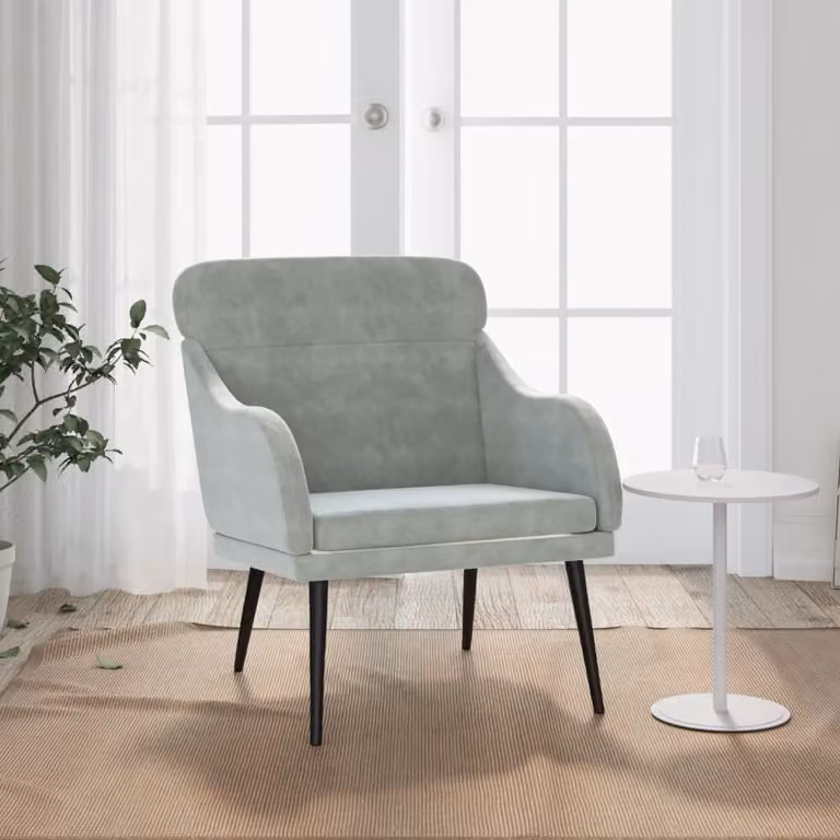 The Living Store poltrona grigio chiaro 63x76x80 cm in velluto