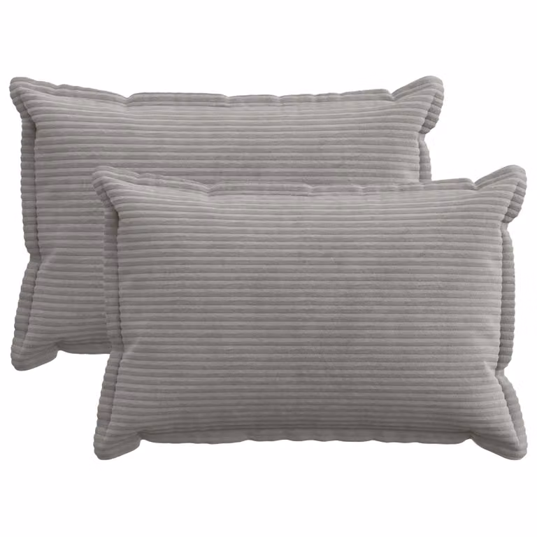 Set di 2 federe vidaXL HOUTEN in velluto a coste grigio chiaro, L 30 cm x P 50 cm