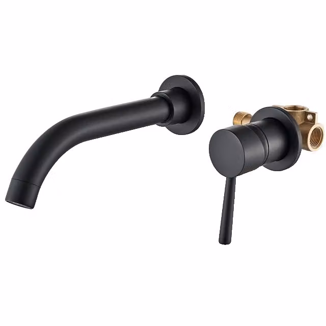 Rubinetteria per lavabo, design moderno, installazione semplice, larghezza 260 mm, finitura nero opaco
