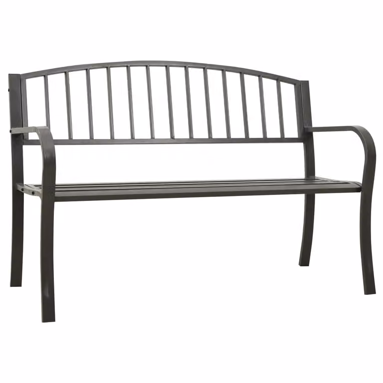 The Living Store Panca da giardino grigia 120 cm in acciaio