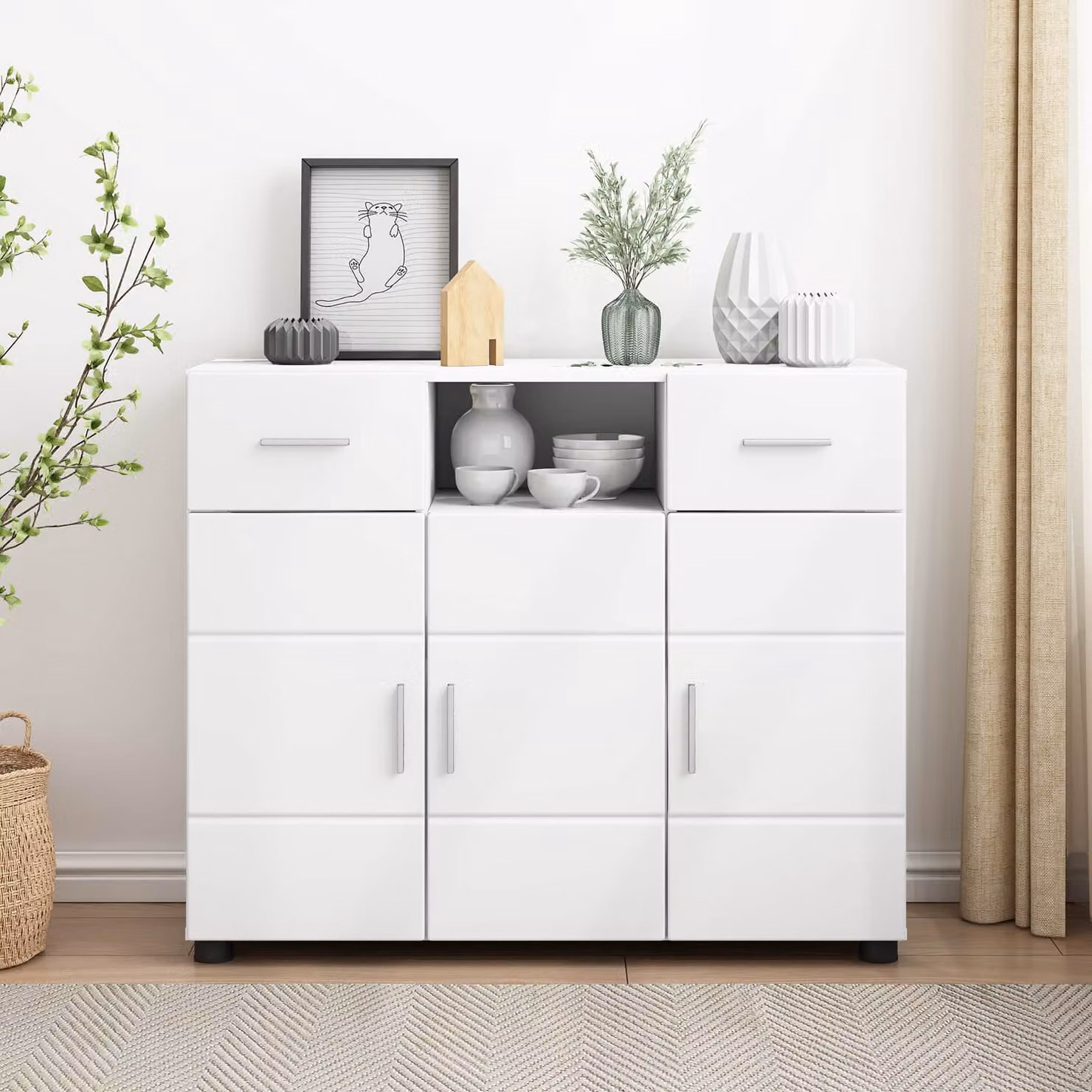 Armadio moderno vidaXL in legno bianco opaco con ante e ripiani per camera da letto o ufficio