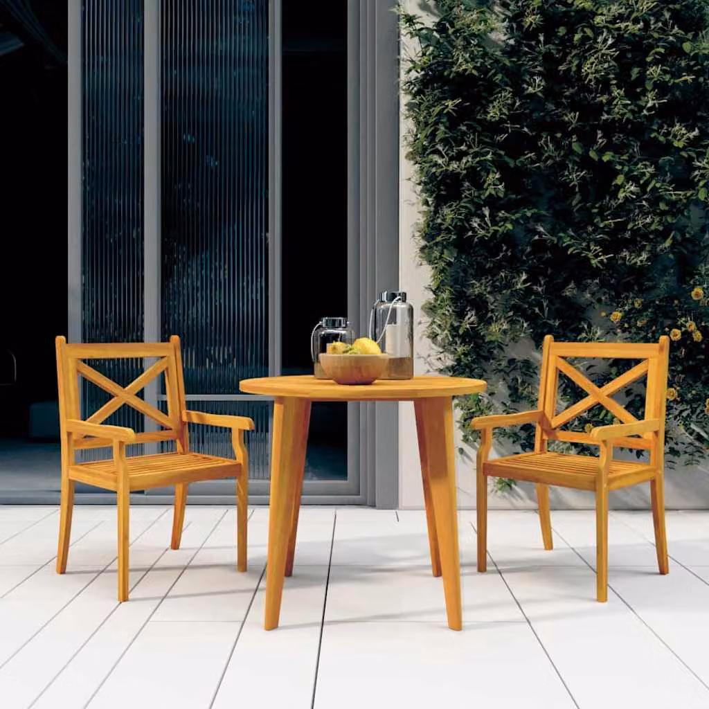 Set di 2 sedie da esterno vidaXL in legno di acacia oliato marrone con braccioli