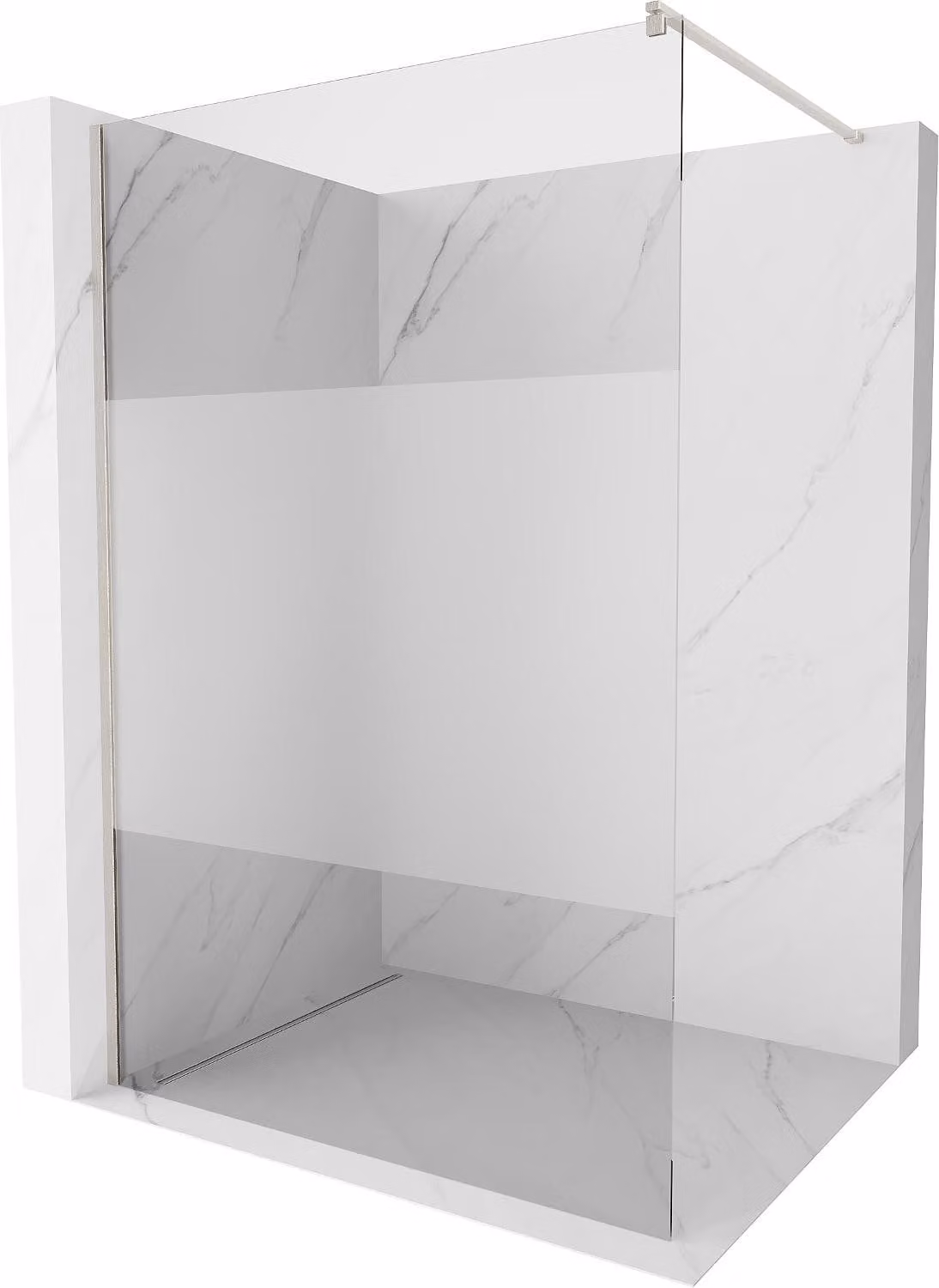 Mexen Kioto pannello doccia Walk-in 70 x 200 cm, trasparente/satinato 8 mm, nichel spazzolato - 800-070-101-97-35