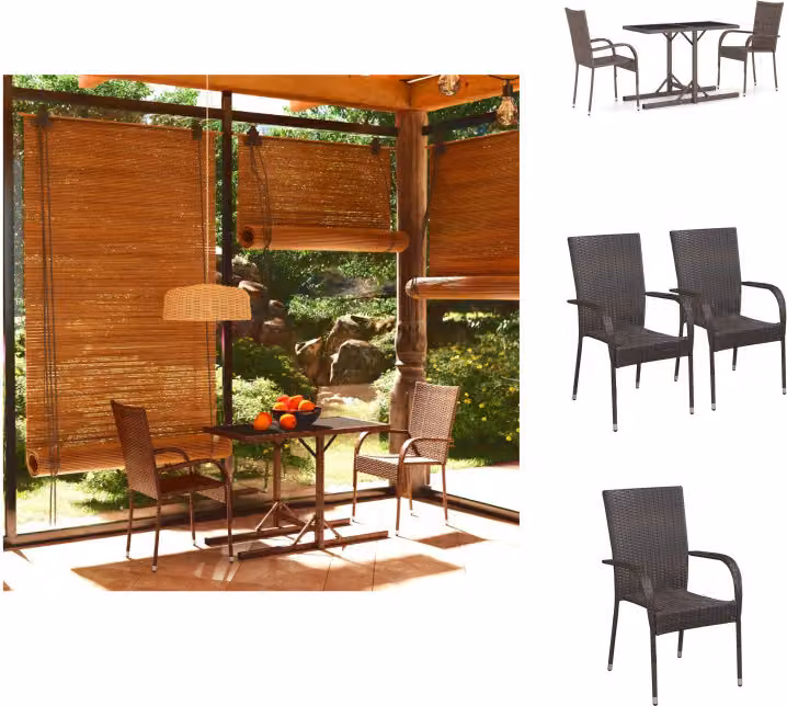 vidaXL Set da pranzo da giardino 3 pezzi marrone - Set di mobili da giardino