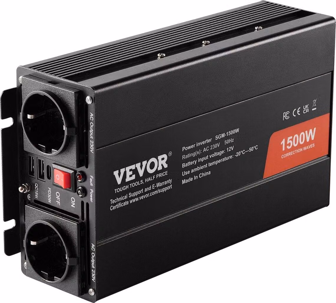 Inverter a onda sinusoidale modificata 1500 W da 12 V CC a 230 V CA FCC