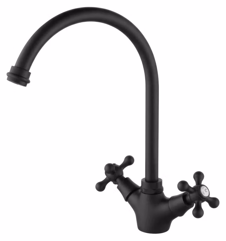 Miscelatore da cucina nero con bocca di erogazione rotonda, modello Heritage Ascot BL-4003-HA, marca Aquanello