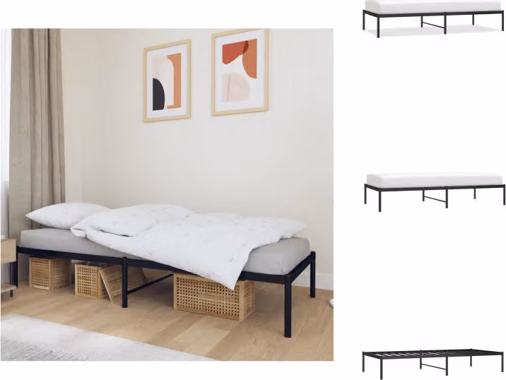 vidaXL Struttura letto in metallo nero 90x190 cm - Letti e strutture letto