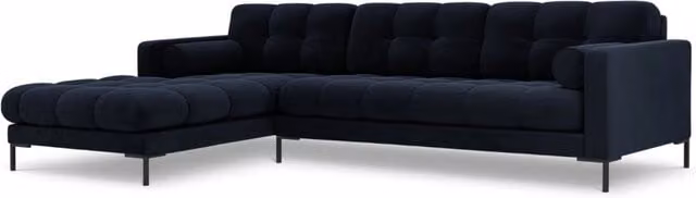 Divano angolare sinistro Bali di Cosmopolitan Design in velluto blu scuro per 5 persone L/P/H: 293 x 185 x 75 cm – 1