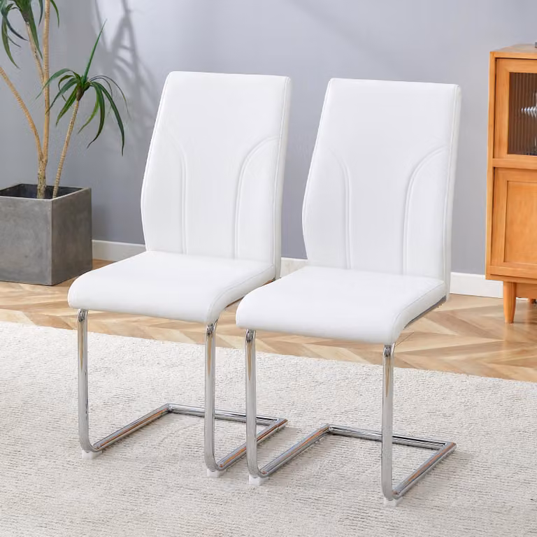 Set di 2 sedie da pranzo okinwish, con gambe in metallo, stile moderno, ideali per la cucina, senza braccioli, adatte per soggiorno o camera da letto, colore bianco