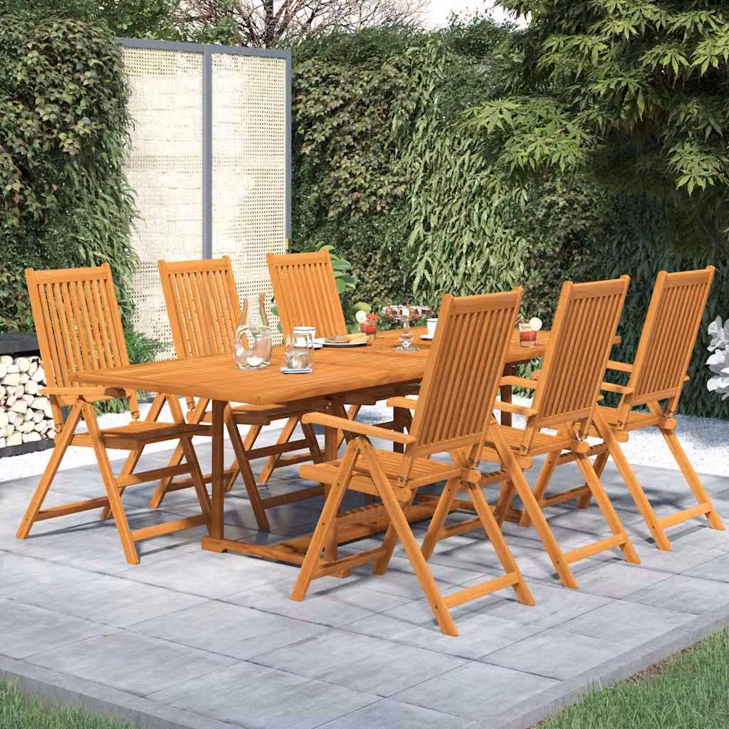Set Mobili da Pranzo da Giardino vidaXL in Legno di Acacia Marrone, 7 Pezzi, Tavolo Rettangolare Estensibile da 160-240 cm
