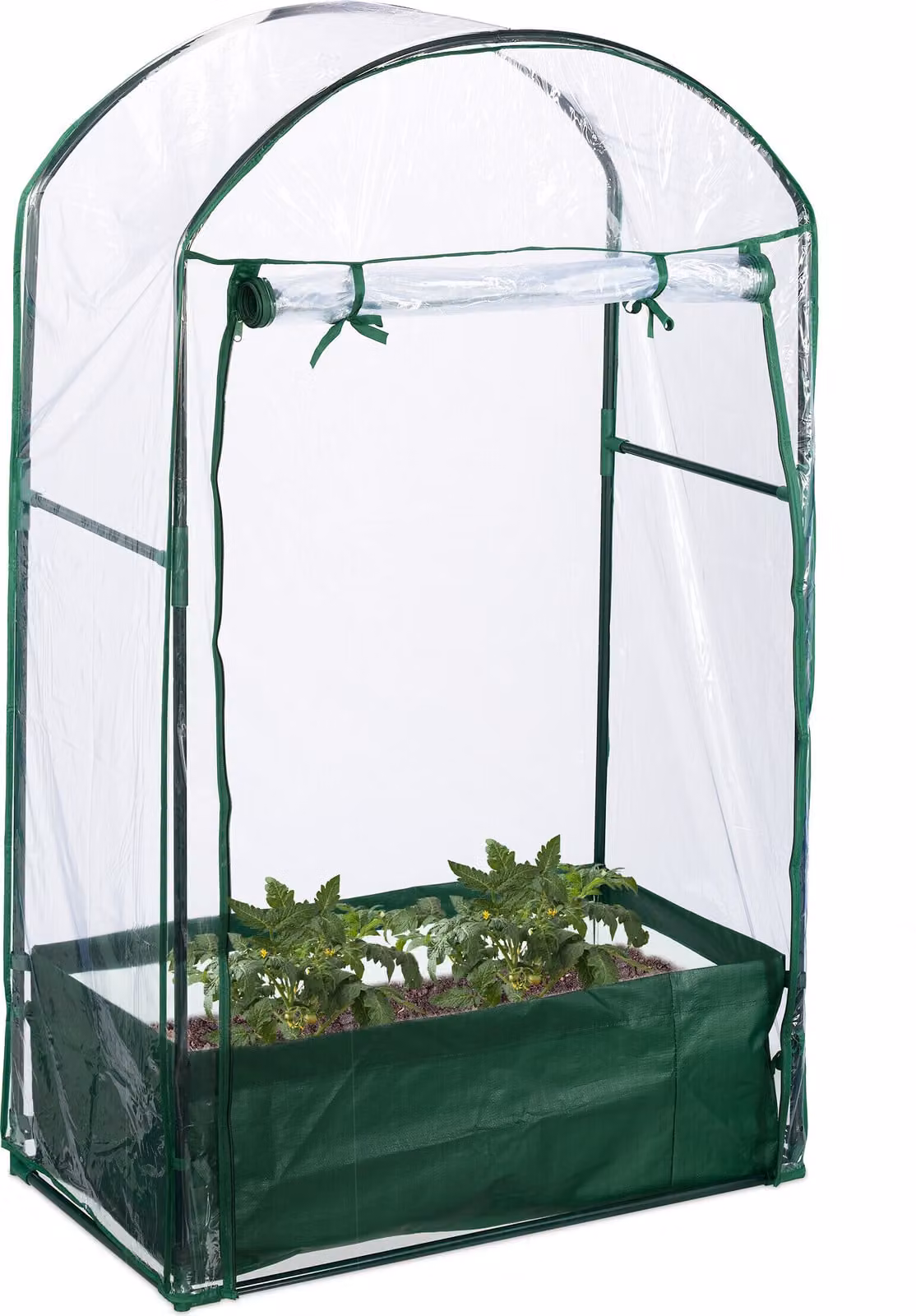 Serra da balcone Relaxdays, sacco per piante, A x L x P: 153 x 89 x 49 cm, serra in pellicola, pellicola in PVC, acciaio, trasparente/verde