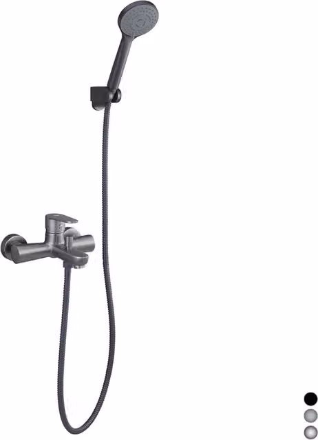 Miscelatore monocomando per vasca DH con set doccia, finitura nichel nero spazzolato