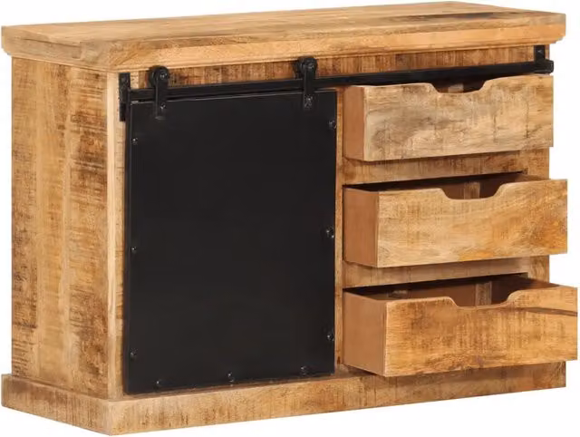 Credenza | Madia | Buffet da pranzo | Armadio da pranzo 80x30x55 cm in Legno Grezzo Massello di Mango