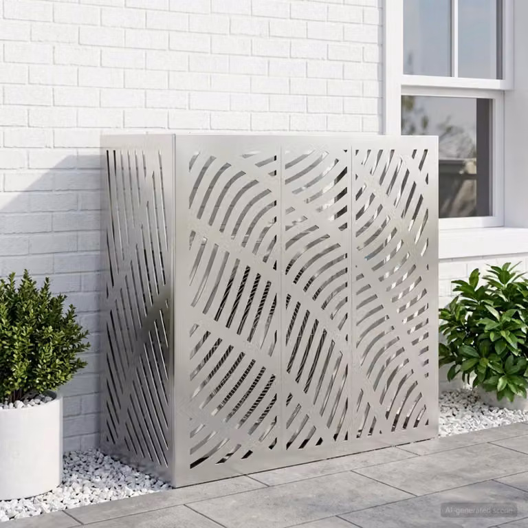 Copertura per condizionatore d'aria vidaXL in acciaio galvanizzato Argento L: 110 cm, P: 50 cm, H: 105 cm