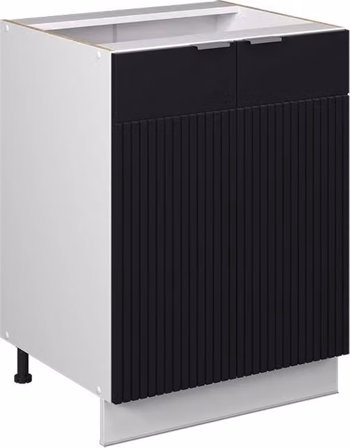 Mobiletto base cucina Vicco Fame-Line Nero rigato e Bianco con ante a battente L: 60 cm, H: 82 cm, P: 51,6 cm – 1