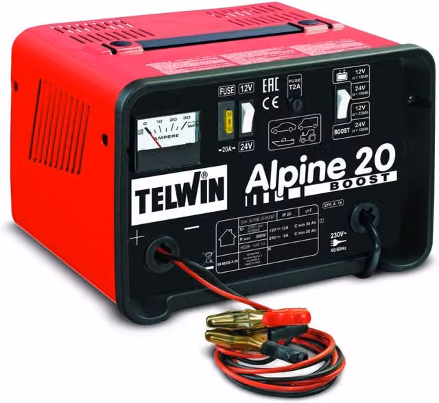 Caricabatterie portatile Telwin Alpine 20 Boost per auto, camion e moto, colore rosso