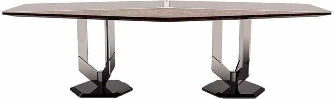 Casa Padrino Luxury Designer Dining Table Black / Brown / Silver 250 x 116 x H. 78 cm - Mobili - Mobili di design - Mobili per la sala da pranzo - Mobili per hotel - Qualità lusso