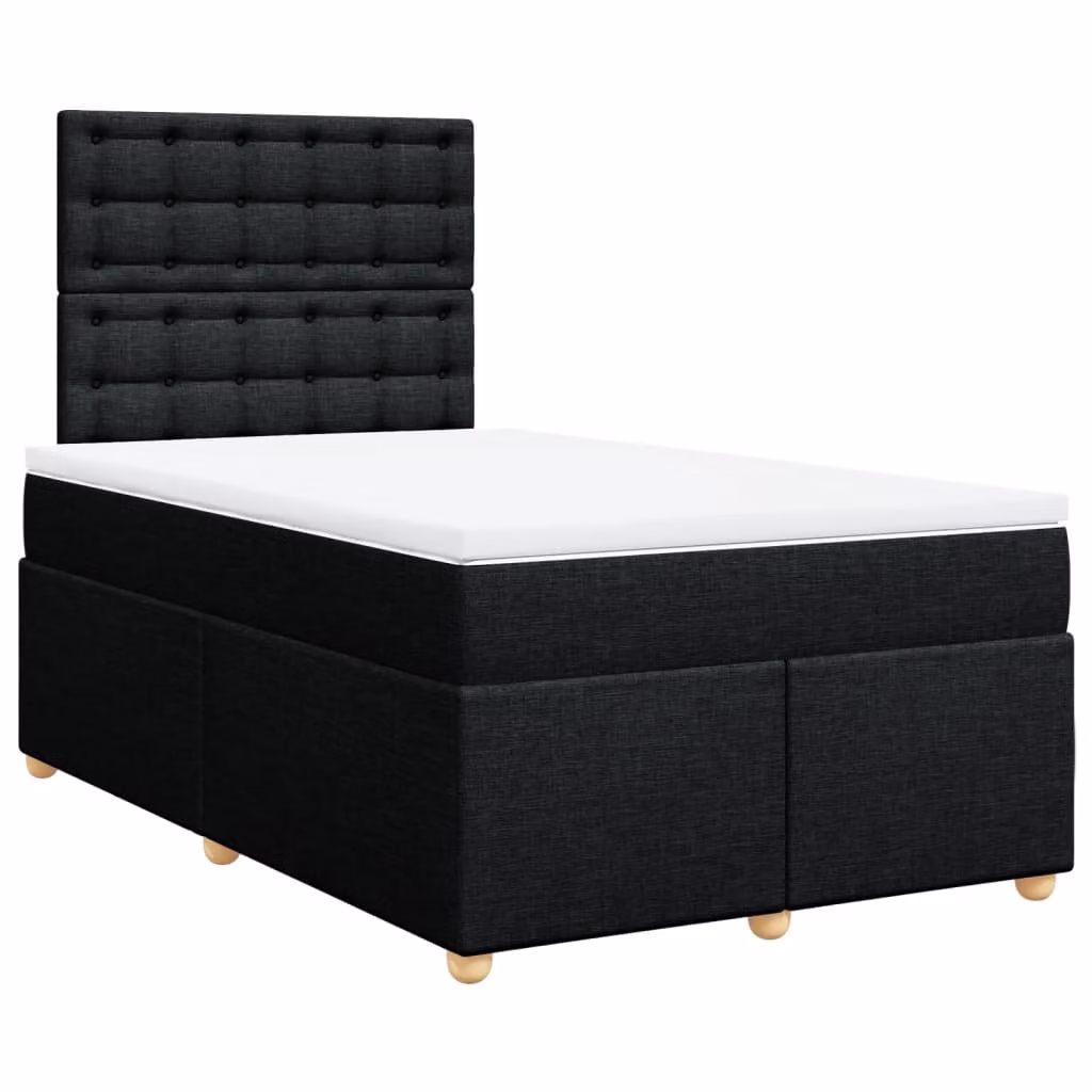 Giroletto a Molle con Materasso Nero 120x200 cm in Tessuto