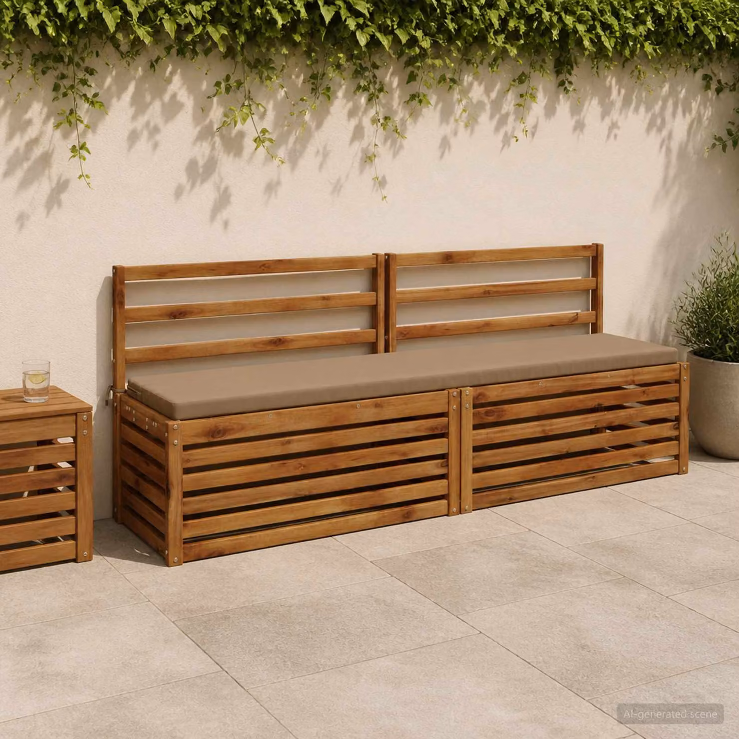 Cuscino per panchina vidaXL SOEST rettangolare in poliestere con rivestimento rimovibile e resistente ai raggi UV, Grigio/Beige
