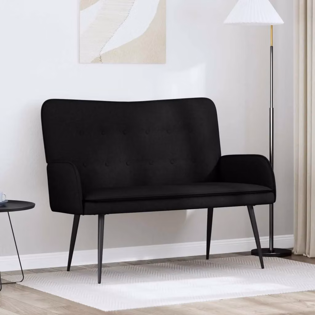 Divano a 2 posti moderno DESIGN IN per soggiorno o camera da letto in tessuto nero L: 115 cm, P: 61 cm, H: 87 cm – 2