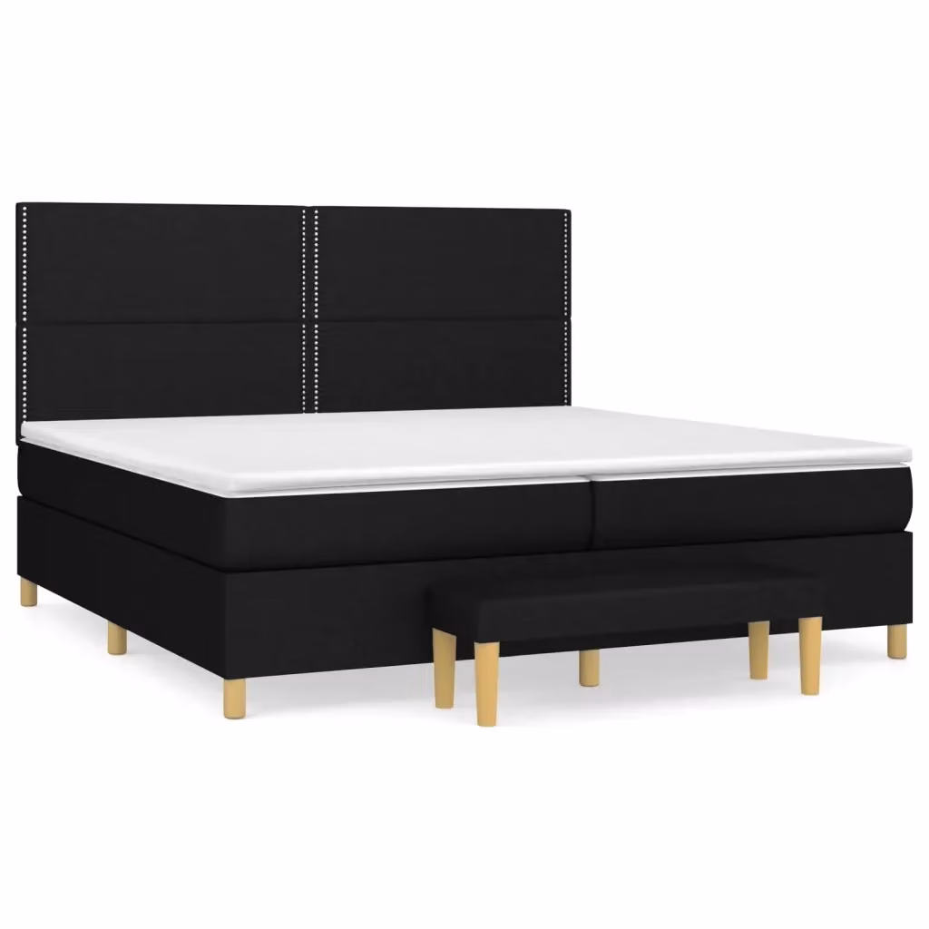 vidaXL Giroletto a Molle Ibrido con Materasso in Tessuto Nero, L/P: 200 x 200 cm – 2