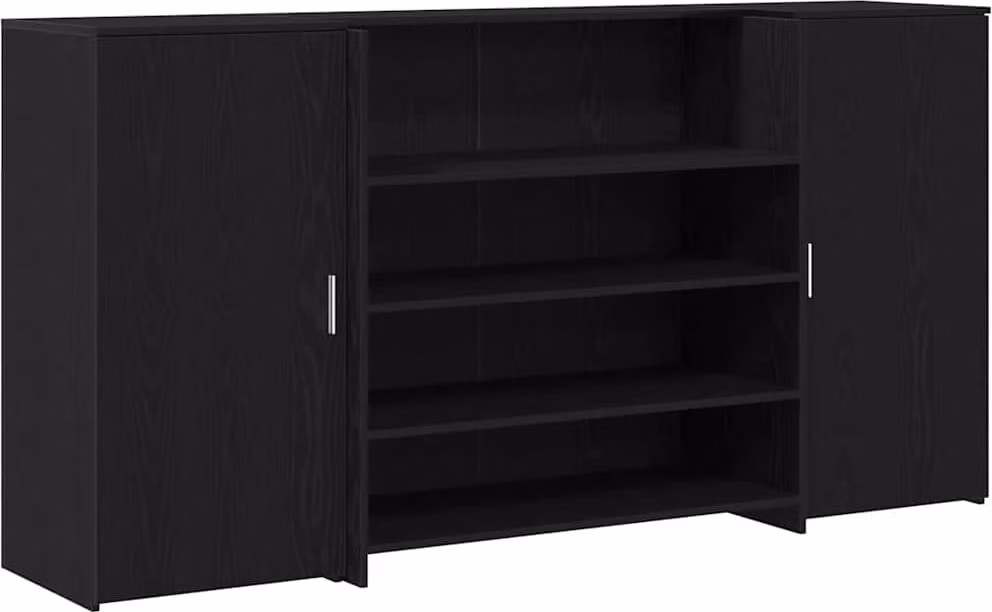 Scrivania per Reception Rovere Nero 200x50x103,5 cm in Legno Massello di Argilla