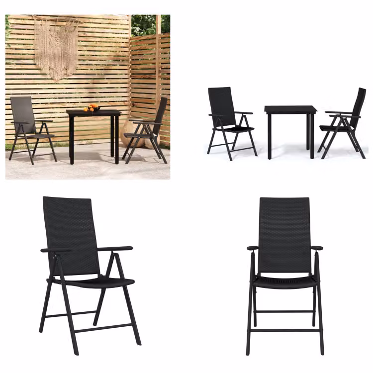 vidaXL set da pranzo da giardino 3 pezzi nero - Set da pranzo da giardino - Set da pranzo da giardino - Set da pranzo - Mobili da giardino