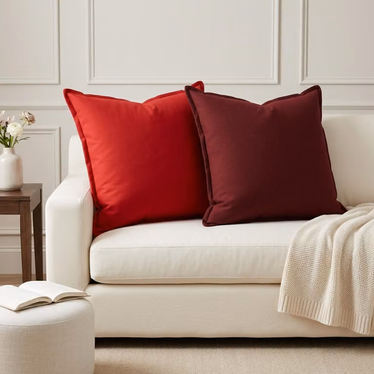 vidaXL Cuscino con cuscino HOUTEN 2 pz Rosso Lino