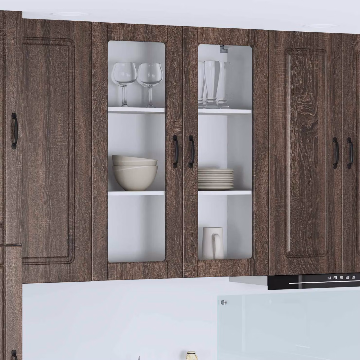 vidaXL Mobile Unit Kalmar per Cucina in Rovere Marrone con Ante in Vetro L 80 x P 31 x H 100 cm