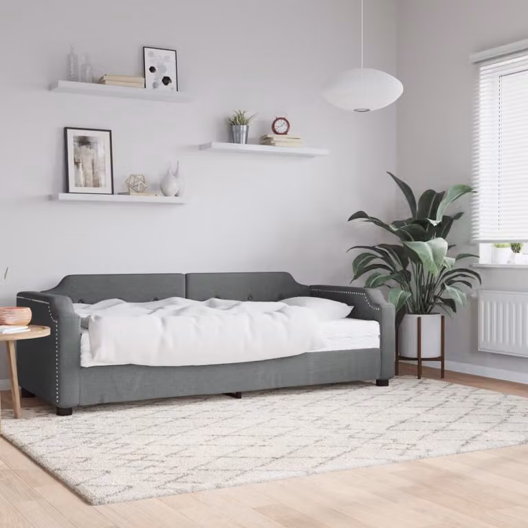 Maison Exclusive - Divano letto con materasso, grigio scuro, 90x190 cm, tessuto