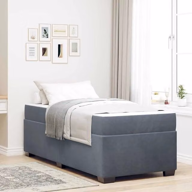 Struttura del letto-Giroletto Grigio scuro 90 x 200 cm Tessuto 950197