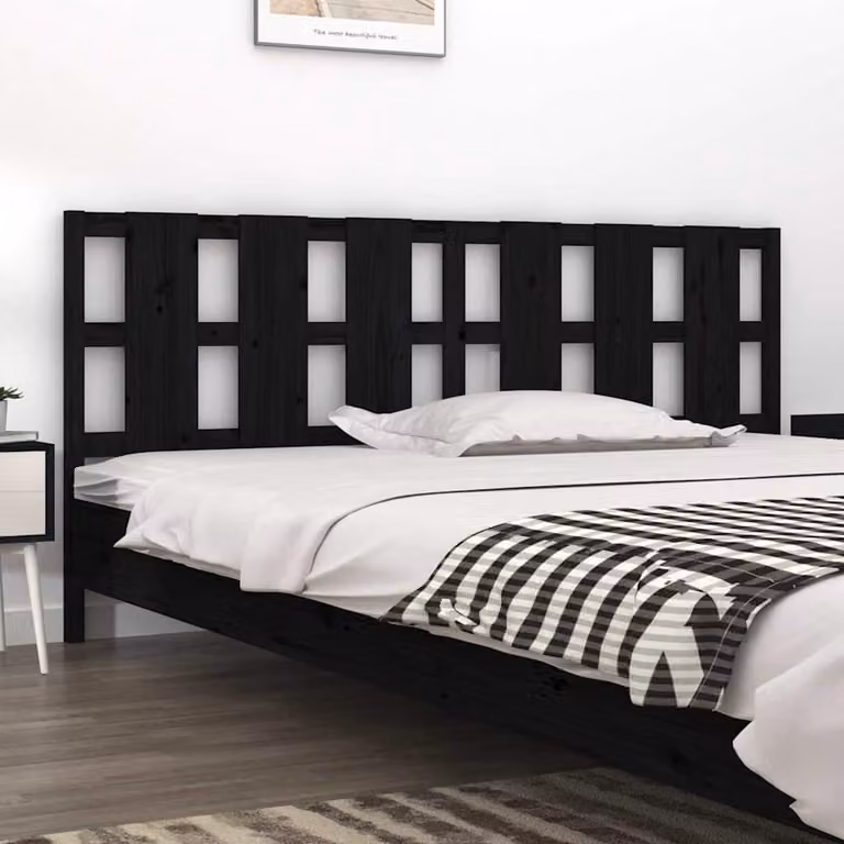 vidaXL Testiera per Letto in Legno Massello di Pino Nero, Stile Rustico, L: 205,5 cm, P: 4 cm, H: 100 cm