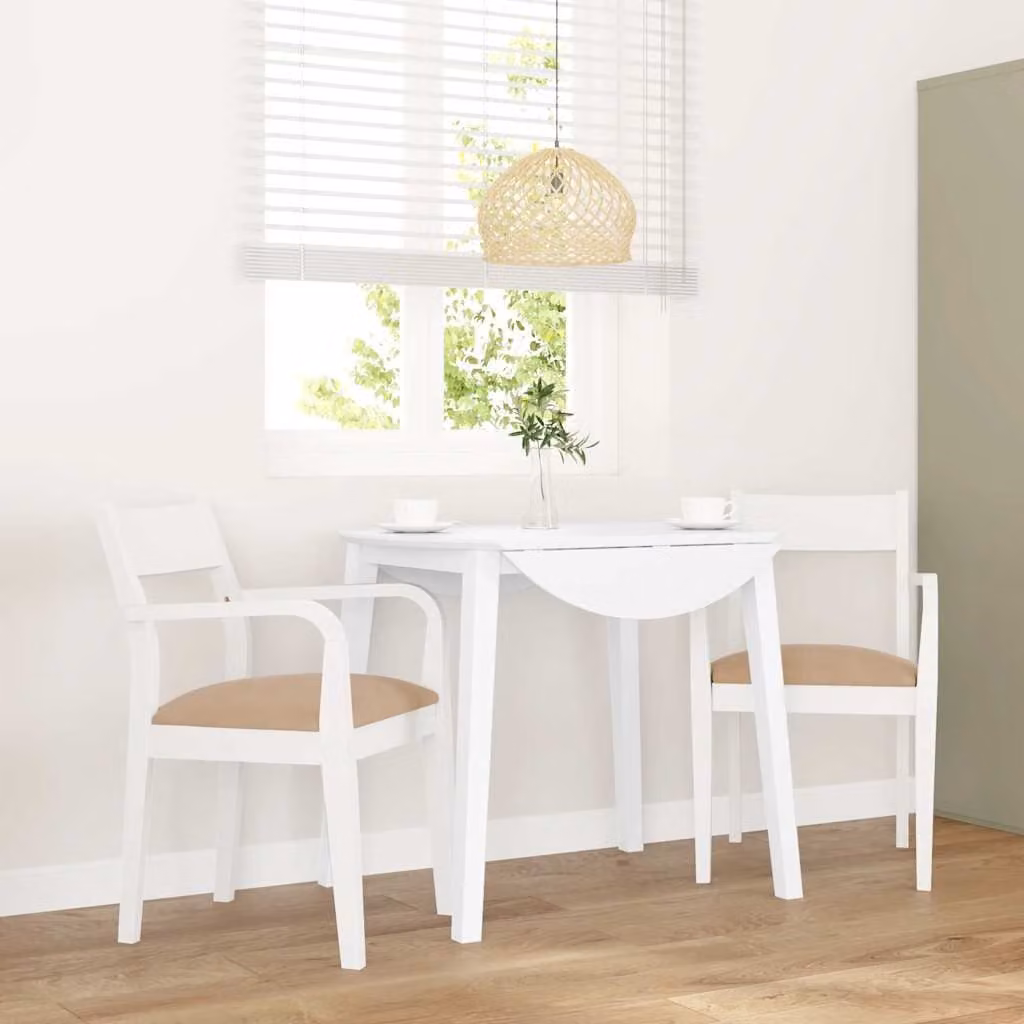 Set di 2 sedie da pranzo con cuscini vidaXL in legno di hevea bianco e marrone con braccioli