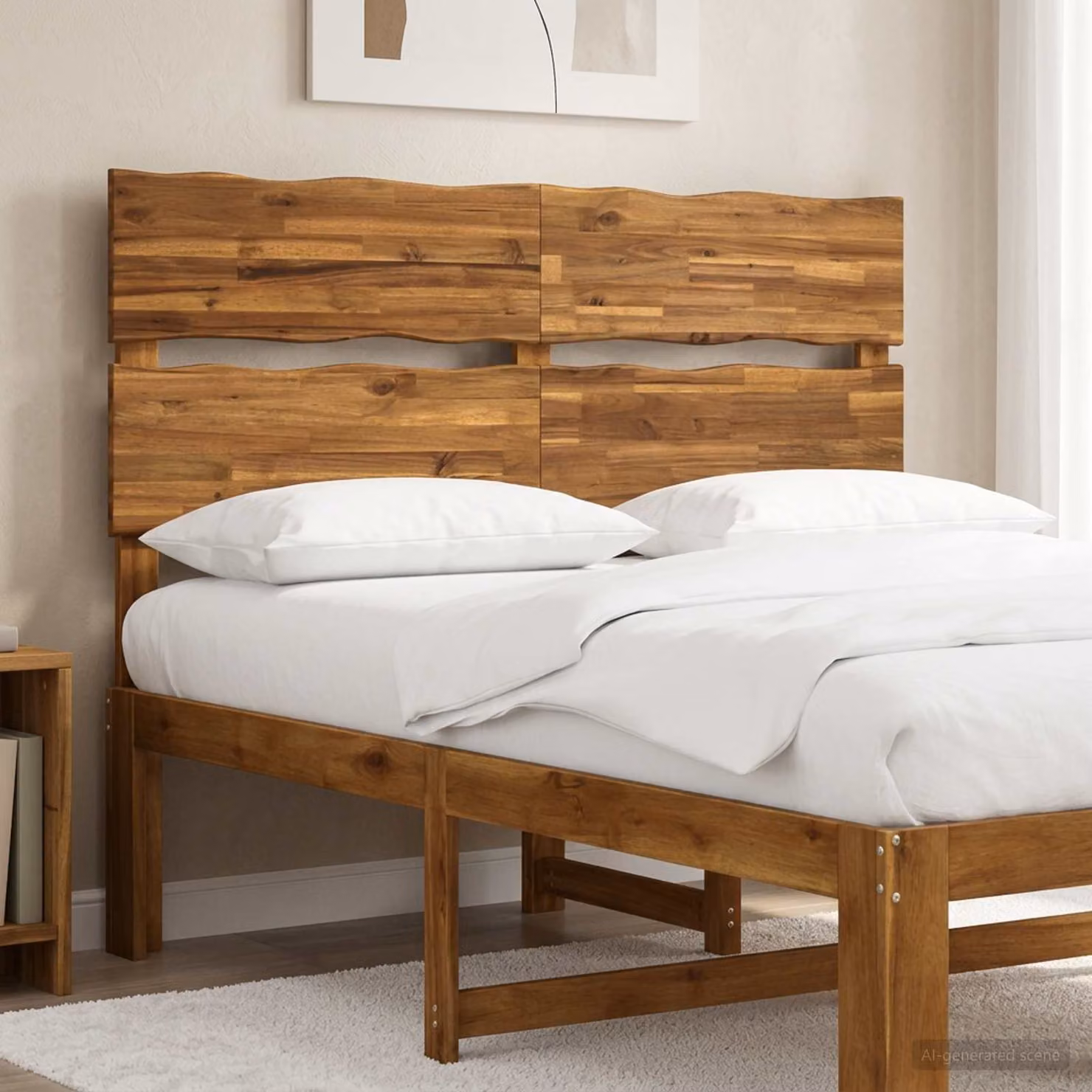 Testiera per letto con bordo vivo vidaXL ROSTOCK in legno massello di acacia naturale colore marrone per letto da 120x200 cm