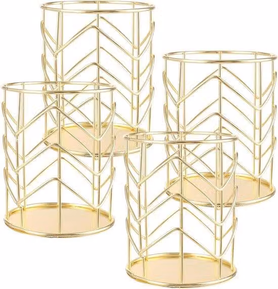 Organizer da scrivania, 4 pezzi, dorato