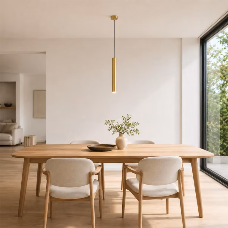 Lampada a sospensione moderna e minimalista a forma di tubo in alluminio color oro, 40 cm, con portalampada GU10, regolabile in altezza