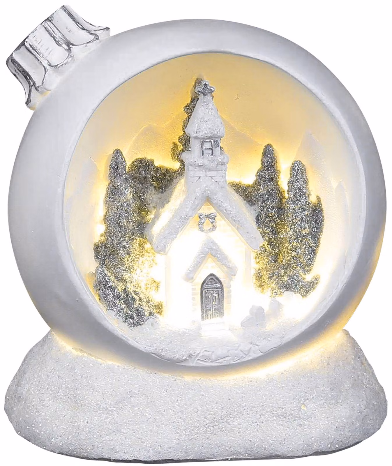 Decorazione MagicHome Natale, Palla di Natale, LED bianco caldo, poliresina, 2xAAA, interno, 10,50x9x11 cm, Sellbox 6 pz