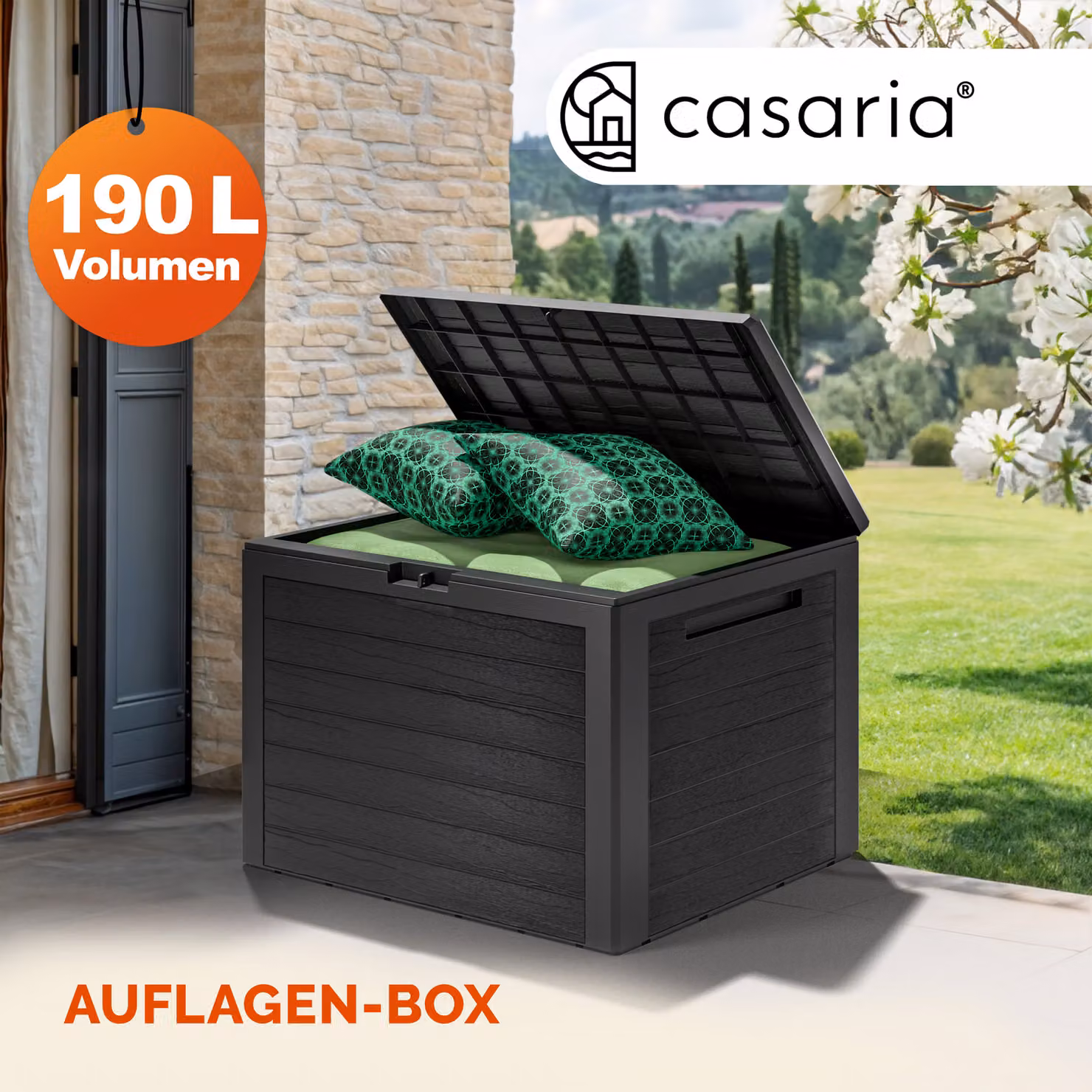 Baule da giardino Lille Casaria colore antracite L: 78 cm, P: 43,8 cm, H: 55 cm – 2