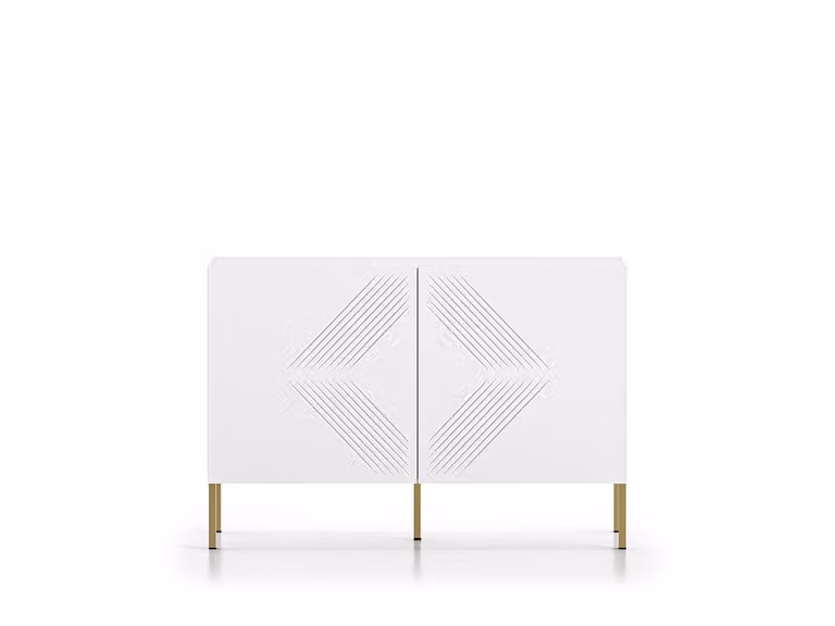 Cassettiera a doppia anta ADELE 2 - bianco / oro