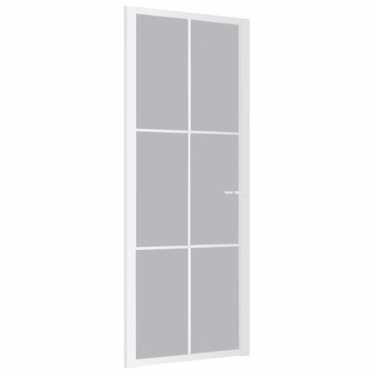 Porta Interna 83x201,5 cm Bianco Opaco Vetro e Alluminio