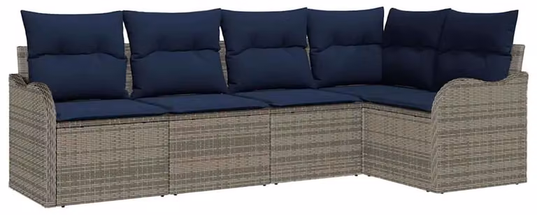Set di divani da giardino in rattan grigio