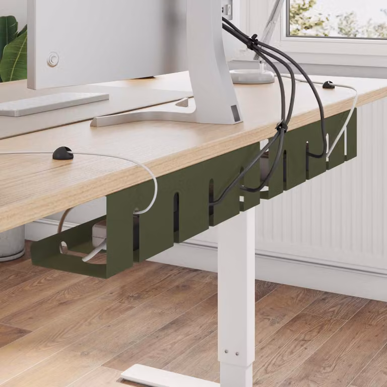 Maison Exclusive - Contenitore per la gestione dei cavi da inserire sotto la scrivania, confezione da 2 pezzi, colore verde oliva
