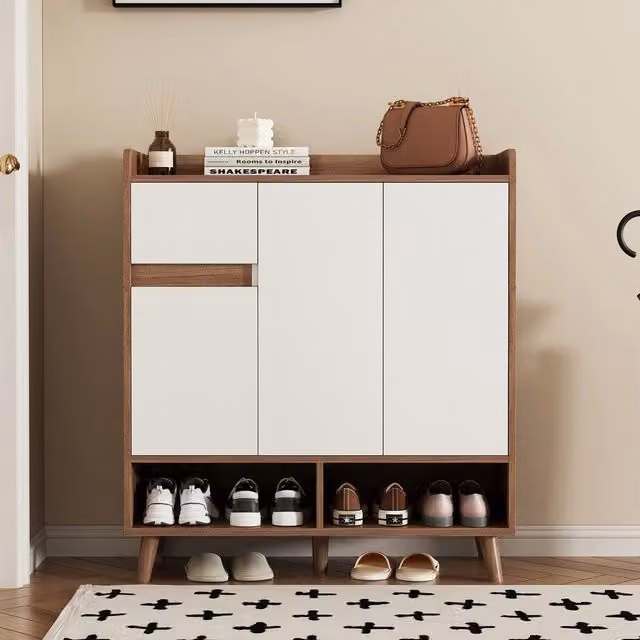 Cassettiera con Ripiani Regolabili MINIMAL in Legno Massello e MDF, Colore Bianco, L: 90 cm, H: 99 cm, P: 35 cm