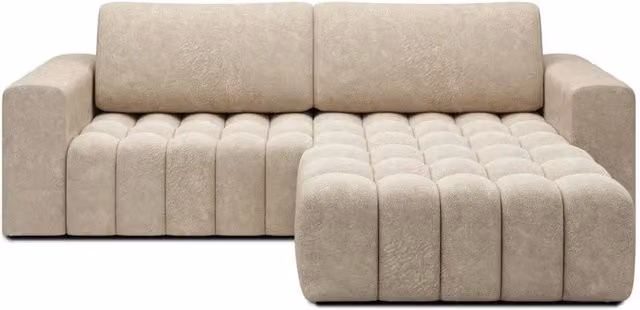 Divano ad angolo convertibile DORY MEUBLORAMA beige con funzione letto e vano contenitore angolo destro L/P/H: 250 x 175 x 92 cm