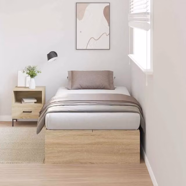 Struttura letto con contenitore-Giroletto con contenitore Rovere Sonoma 90 x 200 cm