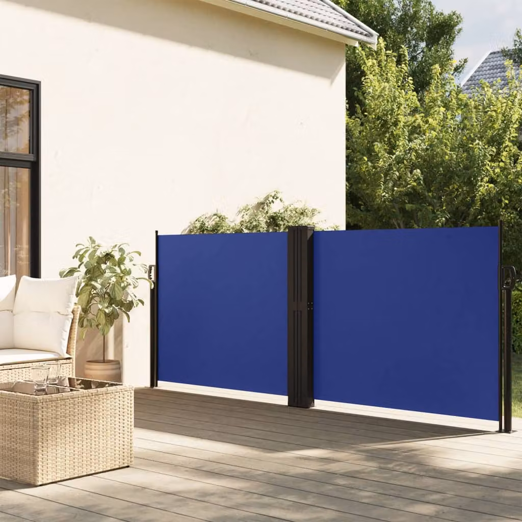 Tenda Laterale Retrattile vidaXL in Poliestere Blu L: 1200 cm, H: 140 cm